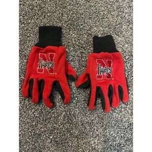 Nebraska Cornhuskers NCAA Red Black Dotted Grip Utility Gloves Fan Gear